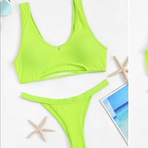 Neon yellow cut out bikini